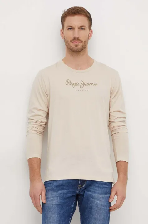 Βαμβακερό μπλουζάκι Pepe Jeans Eggo ανδρικό, χρώμα: μπεζ