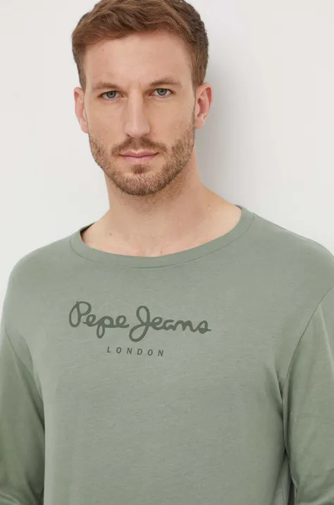 Bombažna kratka majica Pepe Jeans Eggo moška, zelena barva