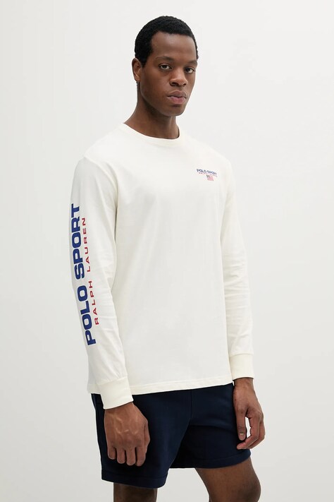 Хлопковый лонгслив Polo Ralph Lauren цвет чёрный с аппликацией