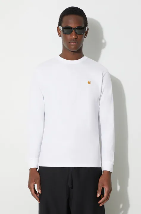 Carhartt WIP top a maniche lunghe in cotone Longsleeve Chase T-Shirt colore bianco I026392.00RXX