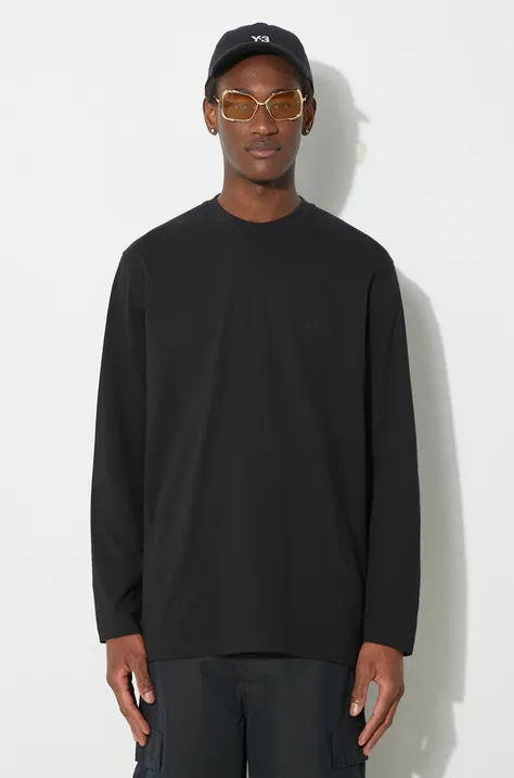 Βαμβακερή μπλούζα με μακριά μανίκια Y-3 Long Sleeve Tee χρώμα: μαύρο, IV8232