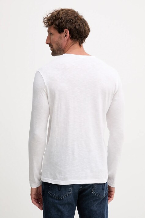 United Colors of Benetton longsleeve bawełniany kolor biały gładki 3JE1J19A9