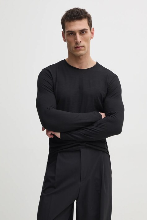 United Colors of Benetton longsleeve din bumbac culoarea negru, neted, 3JE1J19A9