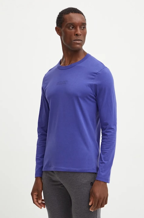 Домашна памучна блуза с дълги ръкави United Colors of Benetton в синьо с принт