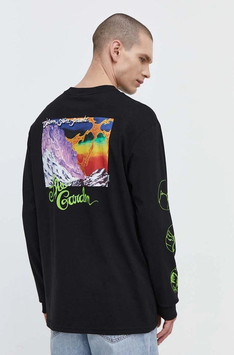 Volcom longsleeve bawełniany kolor czarny wzorzysty