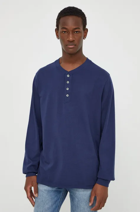 Bavlnené tričko s dlhým rukávom Levi's tmavomodrá farba, jednofarebný