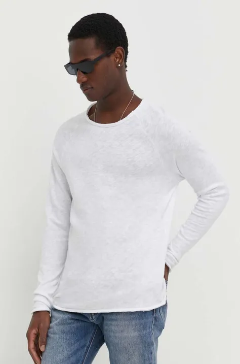 Bavlněné tričko s dlouhým rukávem American Vintage bílá barva