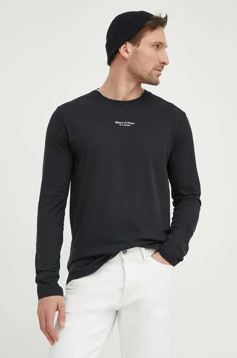 Βαμβακερή μπλούζα με μακριά μανίκια Marc O'Polo χρώμα: μαύρο