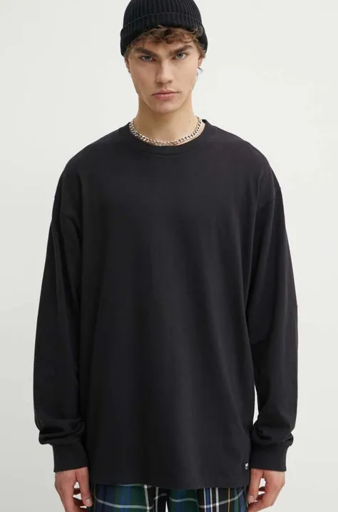 Βαμβακερή μπλούζα με μακριά μανίκια Vans χρώμα: μαύρο