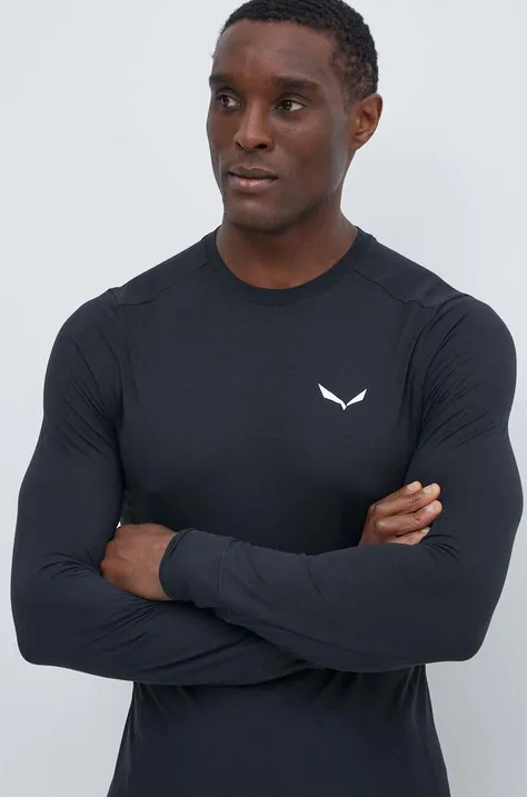 Sportovní tričko s dlouhým rukávem Salewa Puez Dry černá barva, hladký, 00-0000028864