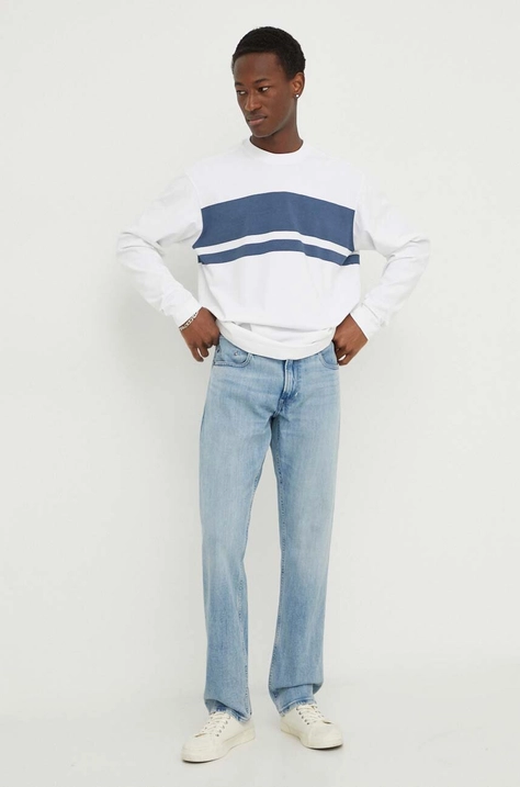 G-Star Raw longsleeve din bumbac culoarea alb, modelator