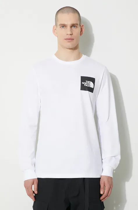 The North Face cotton longsleeve top M L/S Fine Tee white color NF0A87NCFN41