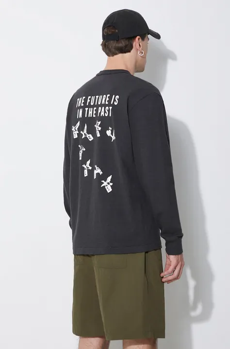Βαμβακερή μπλούζα με μακριά μανίκια Human Made Graphic Longsleeve χρώμα: μαύρο, HM27CS012
