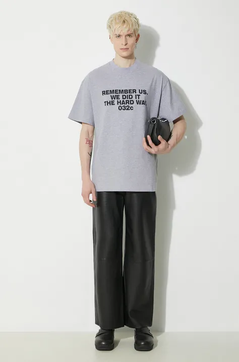 032C cotton t-shirt 'Consensus' American-Cut T-Shirt men’s gray color with a print SS24-C-1001