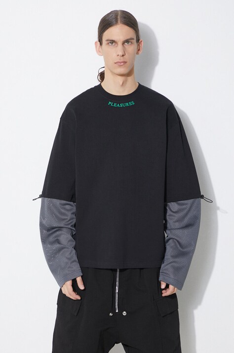PLEASURES longsleeve shirt Furniture Long Sleeve men’s black color with a print P24SP033.BLACK