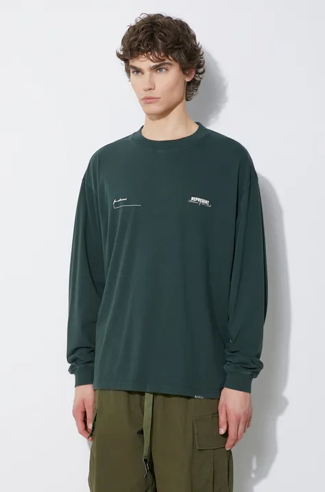 Βαμβακερή μπλούζα με μακριά μανίκια Represent Patron Of The Club χρώμα: πράσινο, MLM4276.386