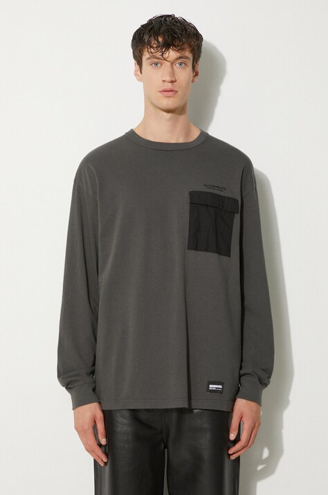Bavlnené tričko s dlhým rukávom NEIGHBORHOOD Design Crewneck zelená farba, jednofarebné, 241UWNH.CSM04
