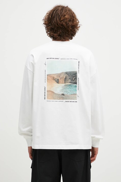 MKI MIYUKI ZOKU longsleeve din bumbac Resort Long Sleeve Tee culoarea alb, cu imprimeu, RESORT.LONG.SLEEVE.TEE