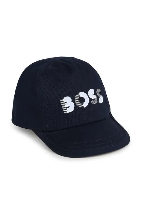 Παιδικό βαμβακερό καπέλο μπέιζμπολ BOSS χρώμα: ναυτικό μπλε