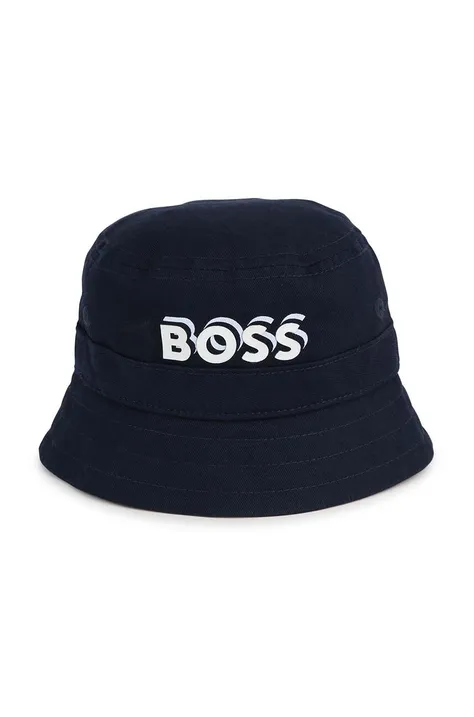 Παιδικό βαμβακερό καπέλο BOSS χρώμα: ναυτικό μπλε