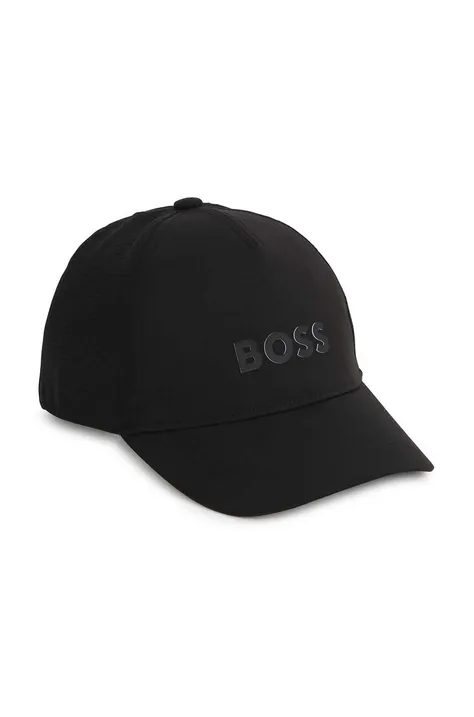 Detská baseballová čiapka BOSS čierna farba, s nášivkou