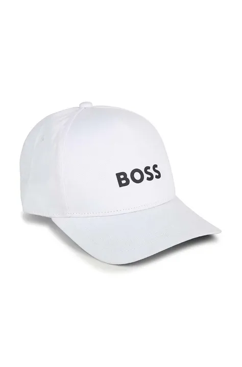Παιδικό βαμβακερό καπέλο μπέιζμπολ BOSS χρώμα: άσπρο