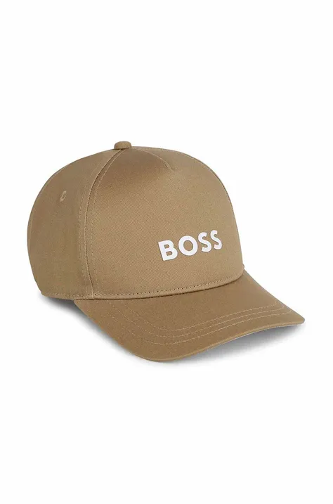 Παιδικό βαμβακερό καπέλο μπέιζμπολ BOSS χρώμα: μπεζ