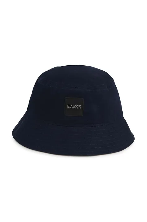Otroški bombažni klobuk BOSS mornarsko modra barva