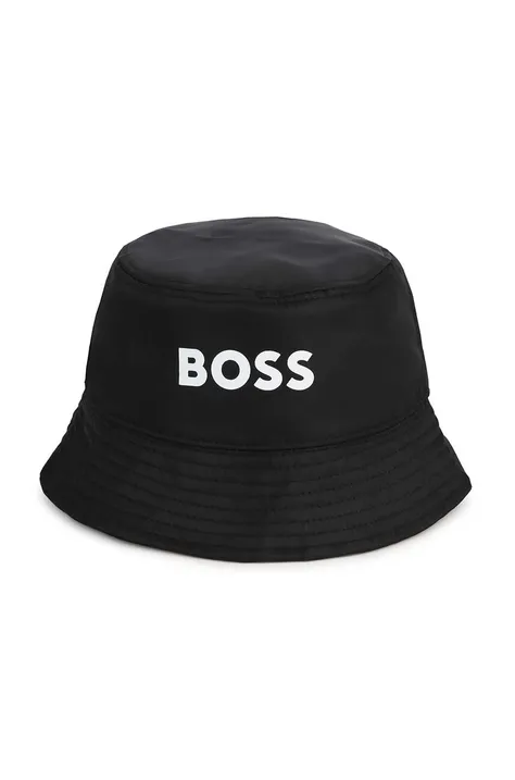 Dvostranski otroški klobuk BOSS črna barva