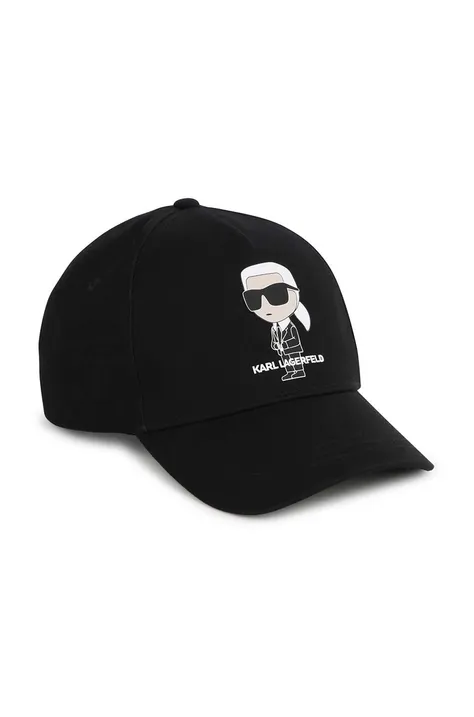 Otroška bombažna bejzbolska kapa Karl Lagerfeld črna barva