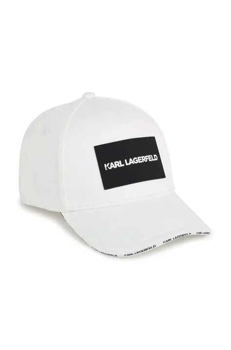 Pamučna kapa sa šiltom za bebe Karl Lagerfeld boja: bež, s aplikacijom