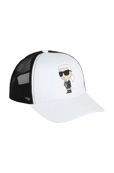 Pamučna kapa sa šiltom za bebe Karl Lagerfeld boja: bijela, s aplikacijom