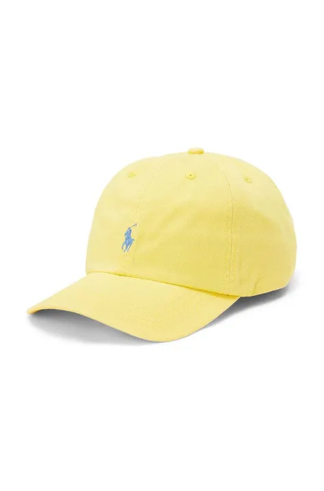 Детская хлопковая кепка Polo Ralph Lauren цвет жёлтый однотонная
