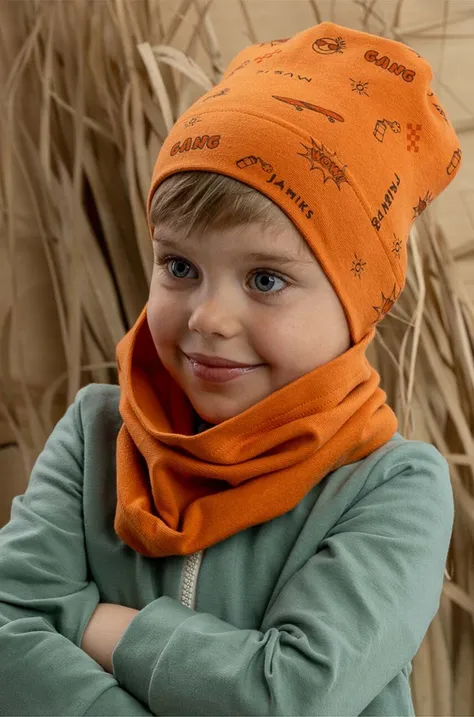 Dječja kapa Jamiks LEXUS boja: narančasta, od tanke pletenine