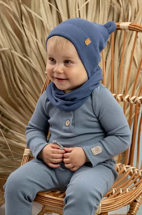 Дитяча бавовняна шапка Jamiks TOMAR колір синій з тонкого трикотажу