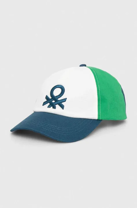 United Colors of Benetton cappello con visiera in cotone bambini colore blu