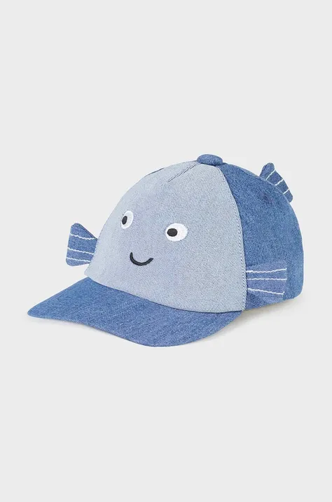 Mayoral Newborn cappello con visiera in cotone bambini colore blu