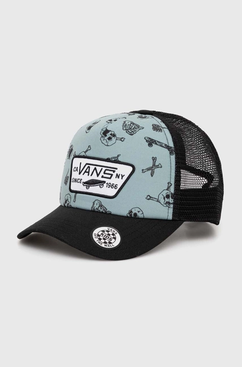 Detská baseballová čiapka Vans FULL PATCH TRUCKER tyrkysová farba, vzorovaná