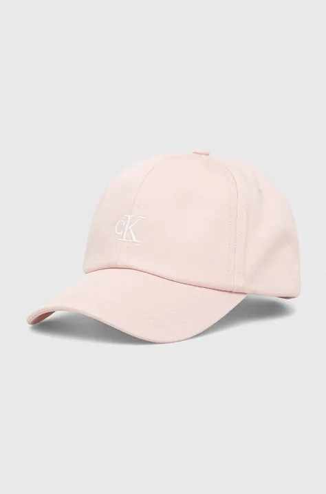 Pamučna kapa sa šiltom za bebe Calvin Klein Jeans boja: ružičasta, s aplikacijom