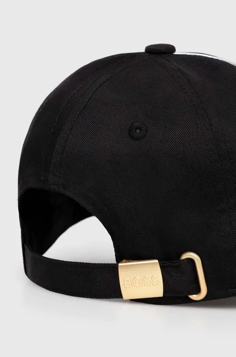 BOSS czapka z daszkiem dziecięca kolor czarny z aplikacją J50953