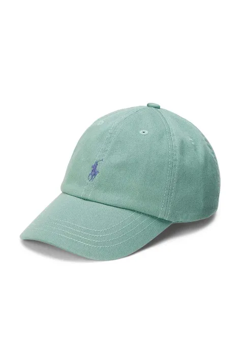Παιδικό βαμβακερό καπέλο μπέιζμπολ Polo Ralph Lauren χρώμα: πράσινο, 322785653057