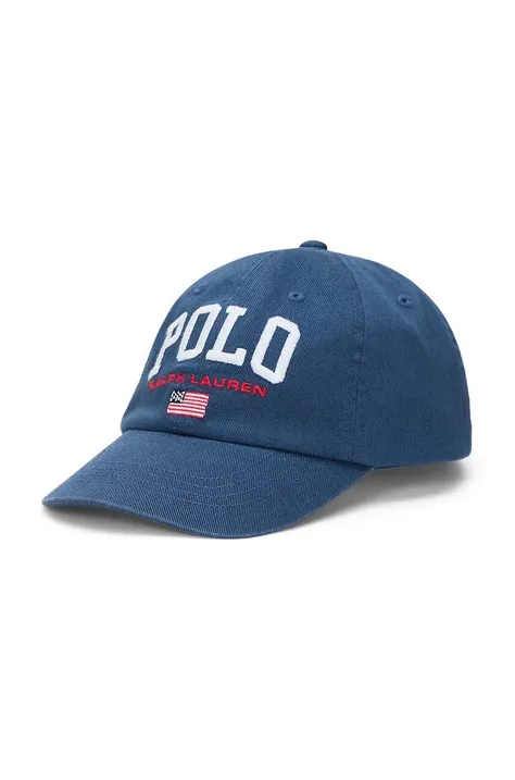 Дитяча бавовняна кепка Polo Ralph Lauren колір синій з аплікацією 322940810001