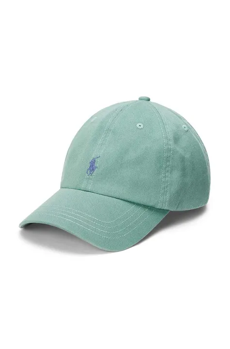 Pamučna kapa sa šiltom za bebe Polo Ralph Lauren boja: zelena, bez uzorka, 323785653057