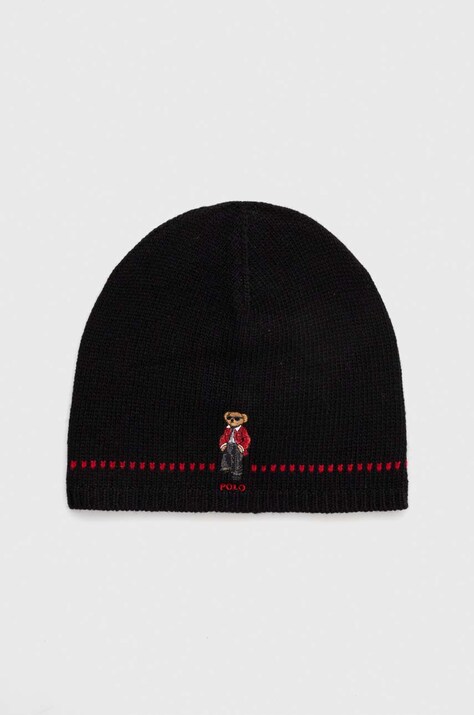 Volnena kapa Polo Ralph Lauren črna barva