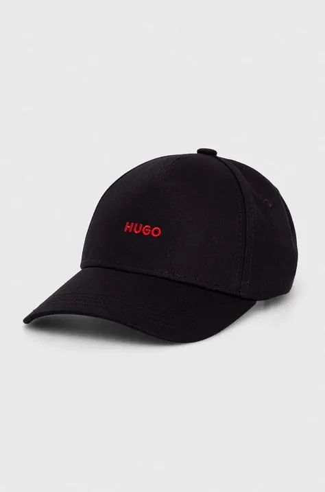 Pamučna kapa sa šiltom HUGO boja: crna, s tiskom, 50508845