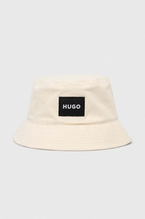 HUGO pălărie din bumbac culoarea bej, bumbac 50510396