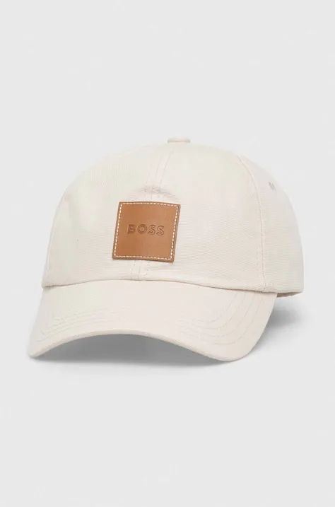 Βαμβακερό καπέλο του μπέιζμπολ BOSS χρώμα: μπεζ