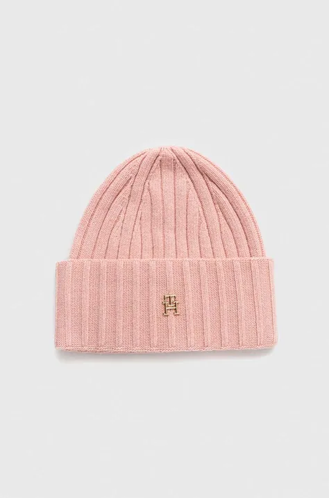 Kapa s dodatkom vune Tommy Hilfiger boja: ružičasta