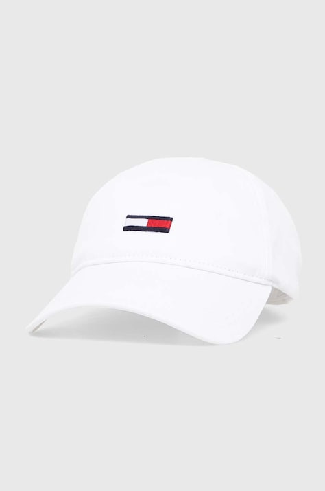 Bavlnená šiltovka Tommy Jeans biela farba, s nášivkou, AW0AW15842