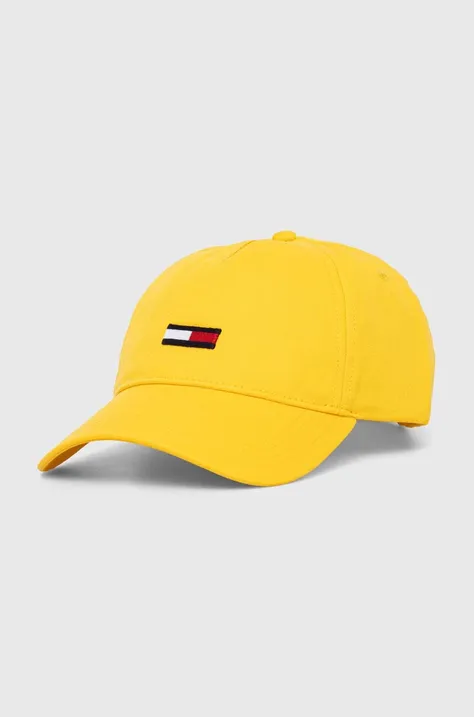 Tommy Jeans șapcă de baseball din bumbac culoarea galben, uni AW0AW15842